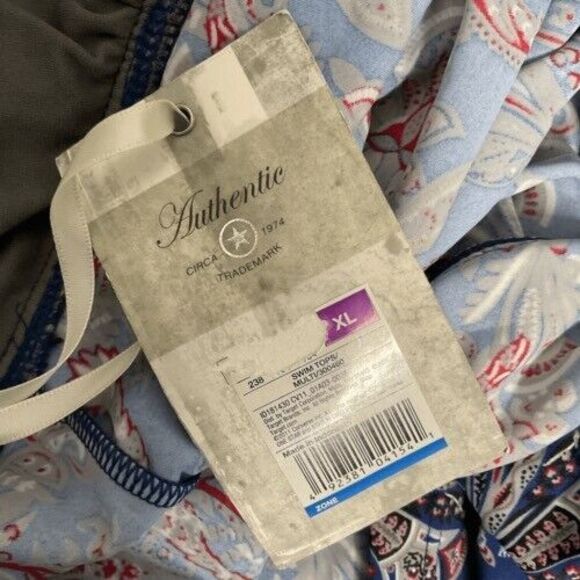 NWT Converse One Star Swimsuit Tankini/Bottom Women Size XL Blue/Gray Paisley - Picture 7 of 12